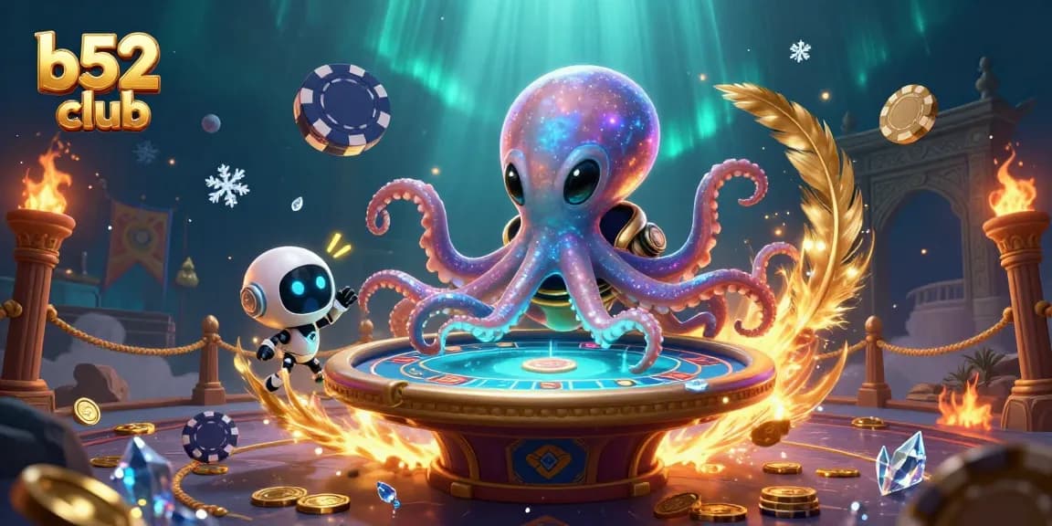 B52 club showcases gamers enjoying thrilling casino action at an alien-themed poker table.