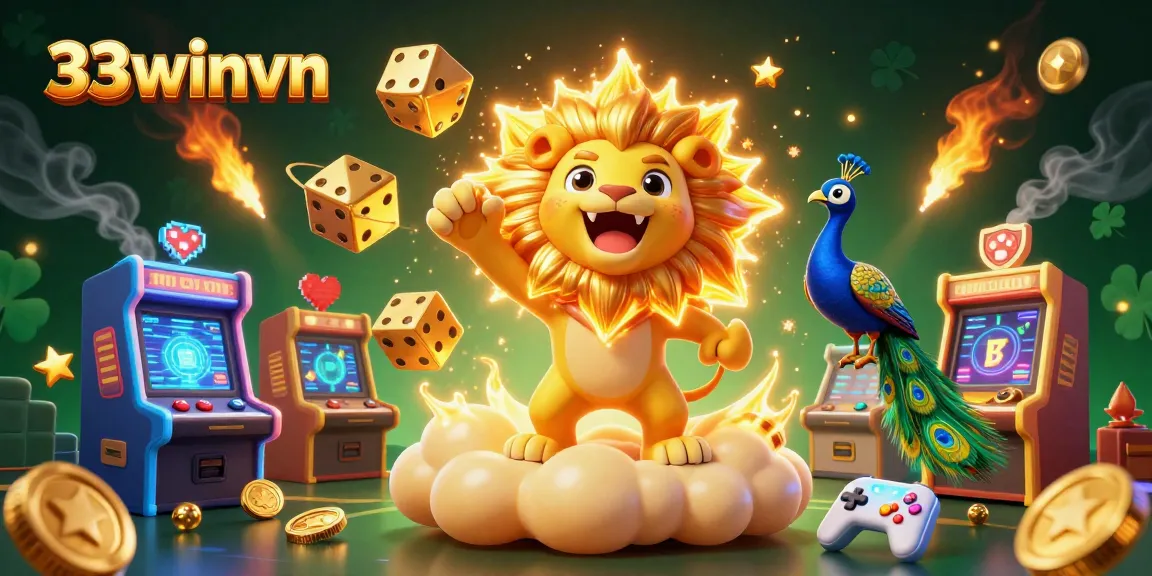 Experience dynamic excitement at 33winvn with vibrant gaming elements and cartoon characters in 3D.