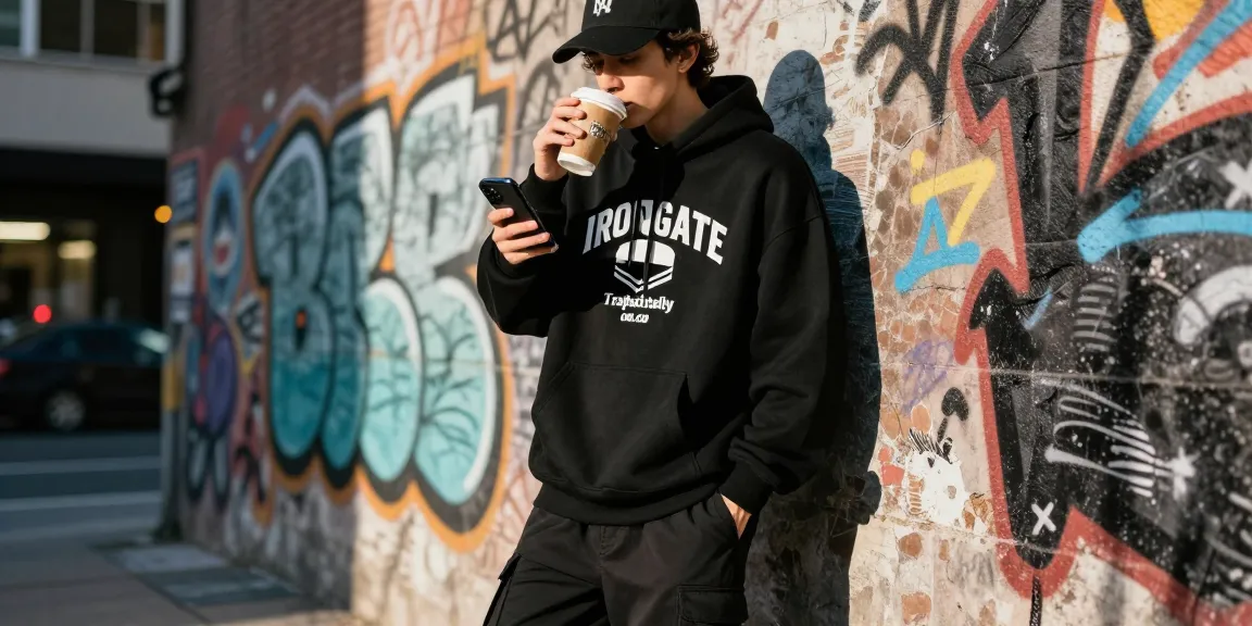 Individuo elegante che mostra lo streetwear di Trapstaritaly.com.co contro uno sfondo urbano vivace, catturando la moda street style.