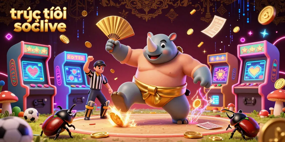 Experience the excitement of trực tiếp socolive as a beetle champion stomps coins, surrounded by thrilling gambling action.