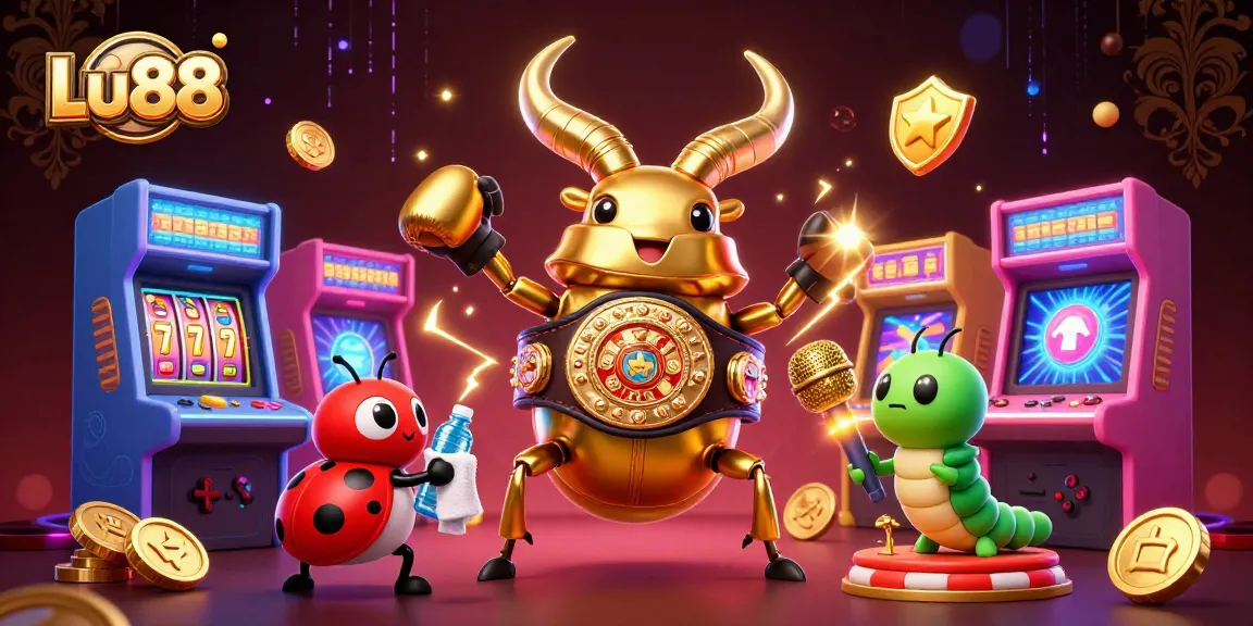 Lu88 welcomes players to a thrilling casino experience with a vibrant 3D arcade scene.