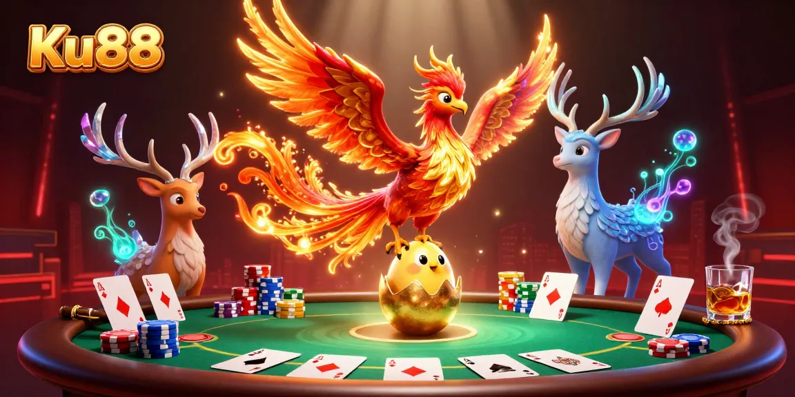 Experience thrilling gameplay action at Ku88 with a vibrant casino scene featuring mythical characters.