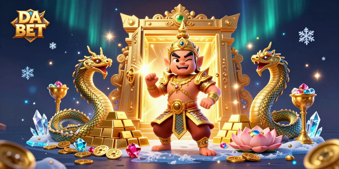 Experience DA BET's vibrant casino atmosphere with golden treasures and enchanting characters.