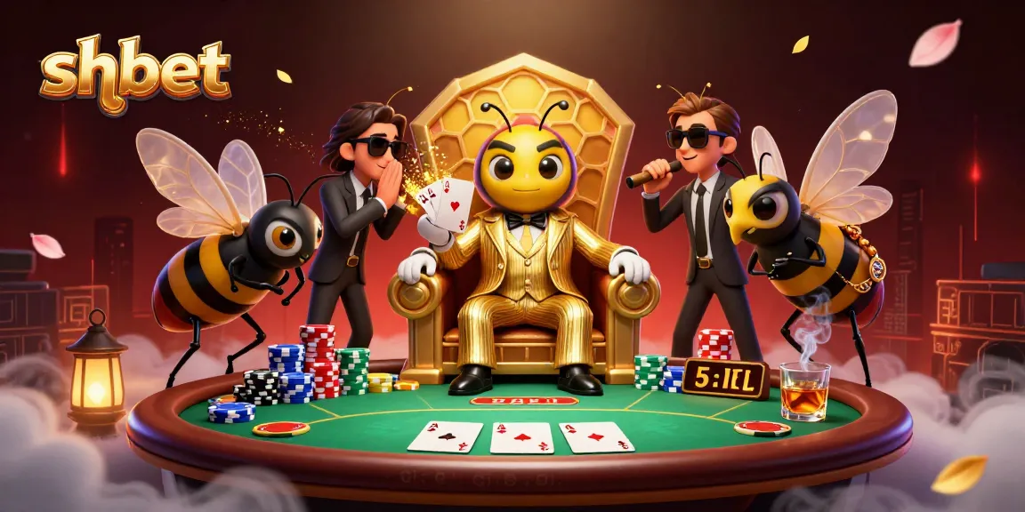 Join the buzz with shbet's thrilling poker scene featuring a bumblebee mob boss and lavish gambling elements.