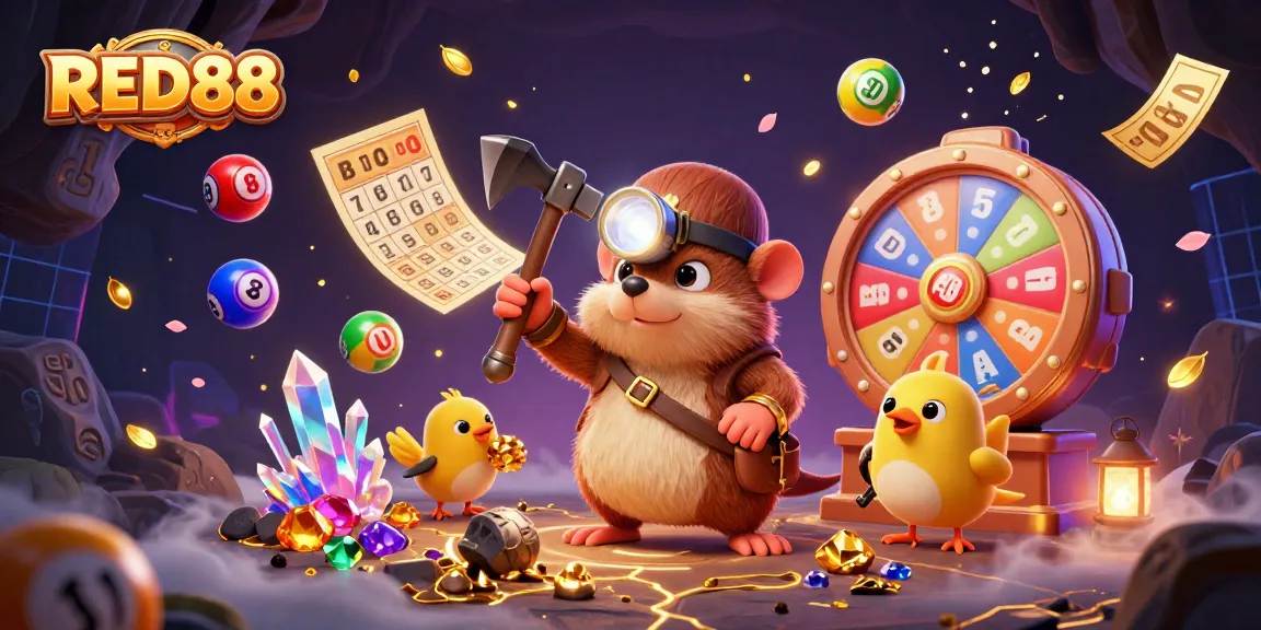 Experience the excitement of RED88 with a vibrant lottery scene featuring thrilling game elements.