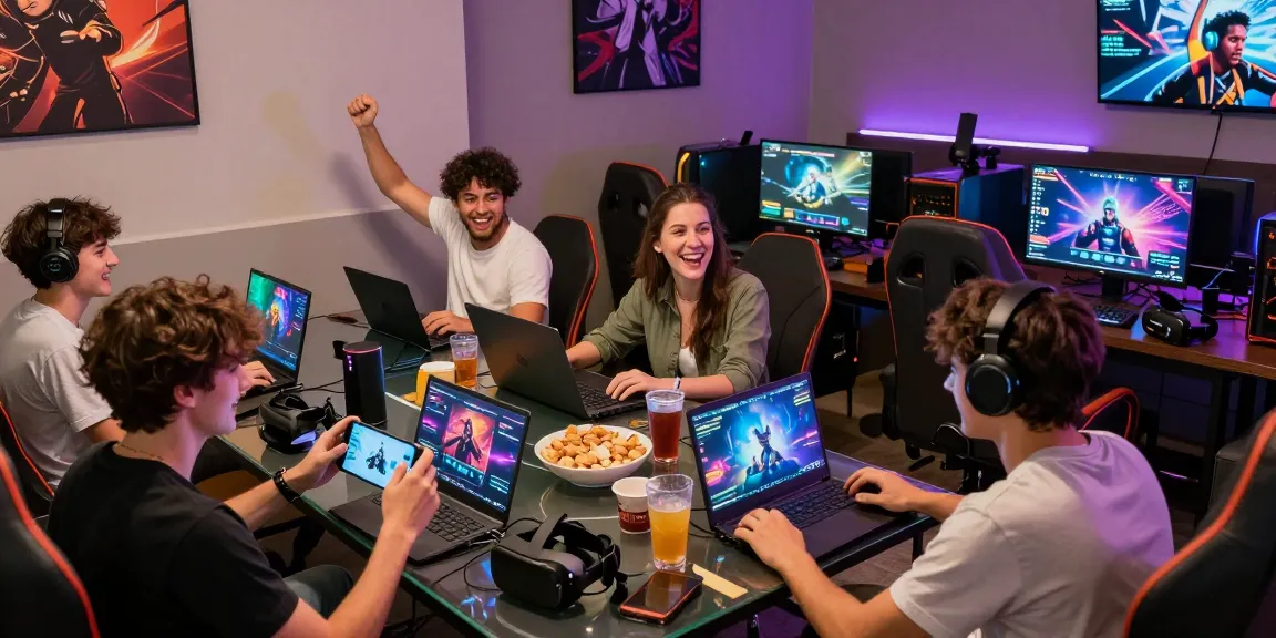 Engaging gaming lounge at giftsforgirls.in.net showcasing friends playing Sunwin games with vibrant atmosphere.