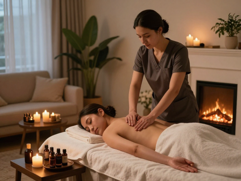 Relaxing 출장안마 session at home with soothing ambiance and trained therapist.
