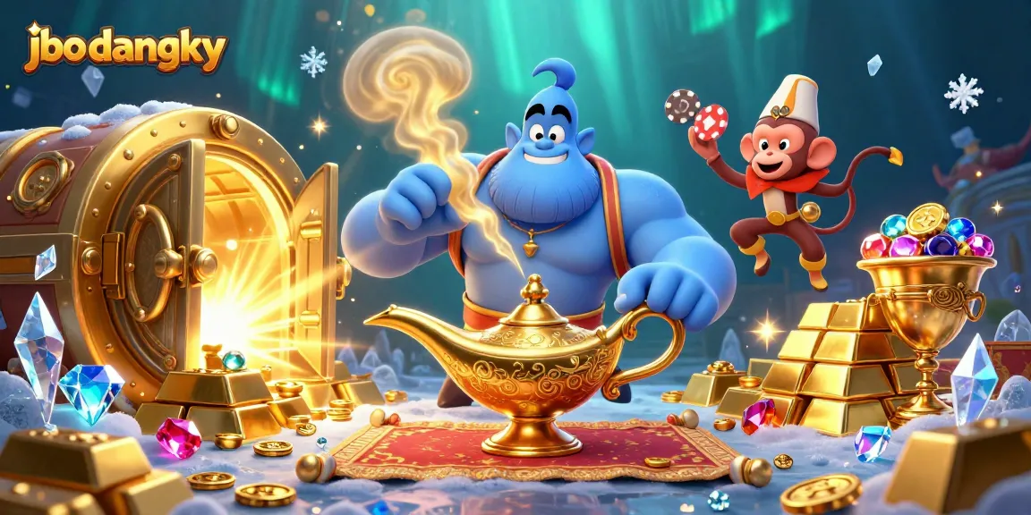 Exciting jbo dangky casino experience with genie, gold treasures, and magic elements.