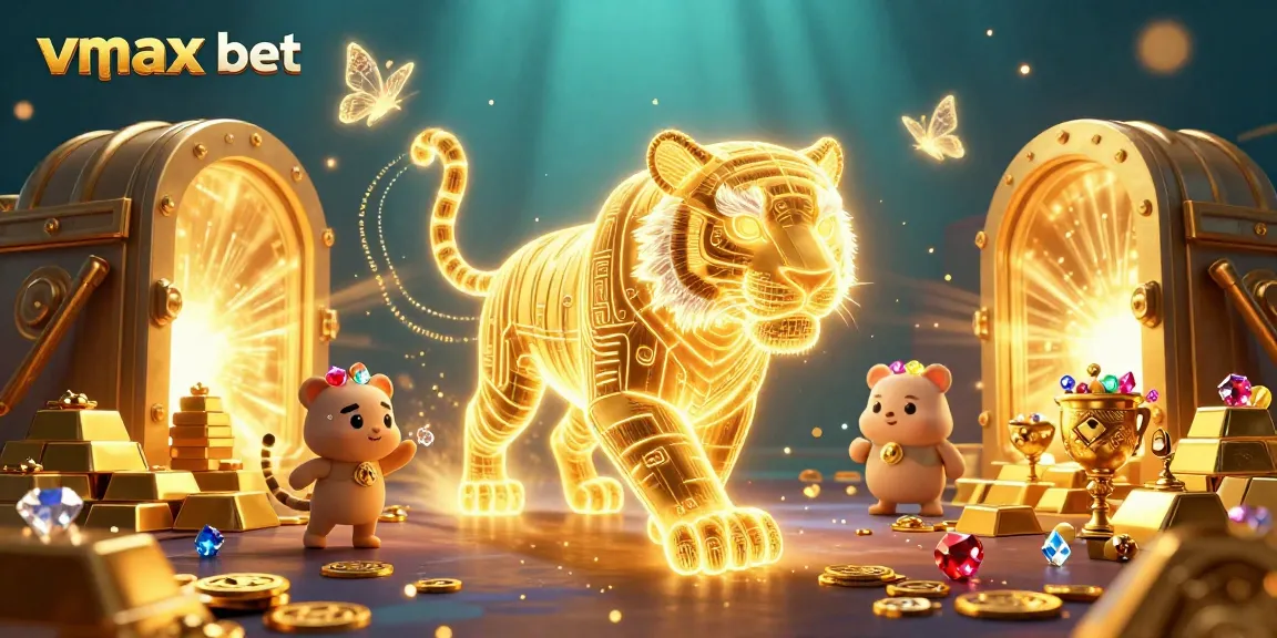 Experience thrilling gameplay at vmax bet with vibrant golden tiger in dynamic casino scene.