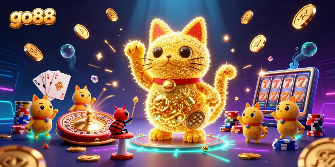 Engage with go88's dynamic gaming world as golden fireflies and lucky cats create thrilling casino experiences.
