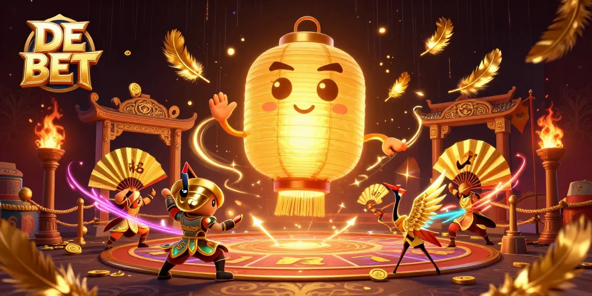 Experience the excitement of DE BET with a vibrant night market casino scene filled with golden lanterns and dynamic elements.