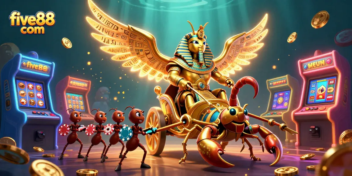 Experience winning thrills at five88 com with a vivid 3D illustration of exciting casino characters and elements.