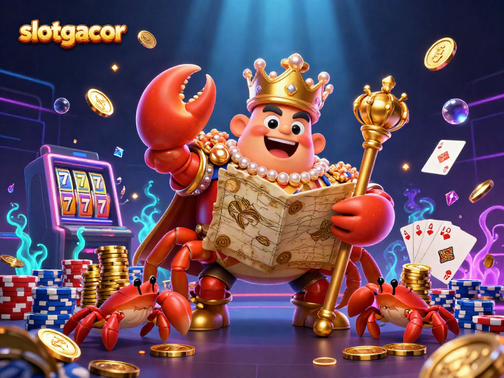 Experience slotgacor excitement as the golden crab emperor presides over a vibrant casino scene.