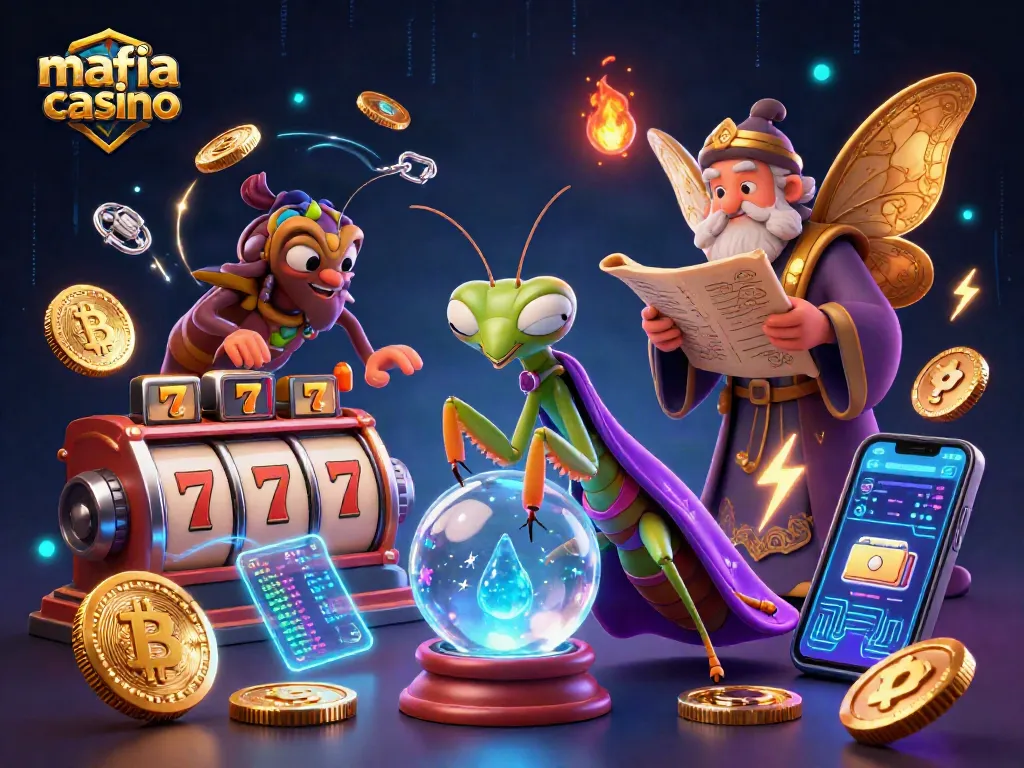 Engage with the vibrant action at mafia casino featuring slot reels and crypto elements.