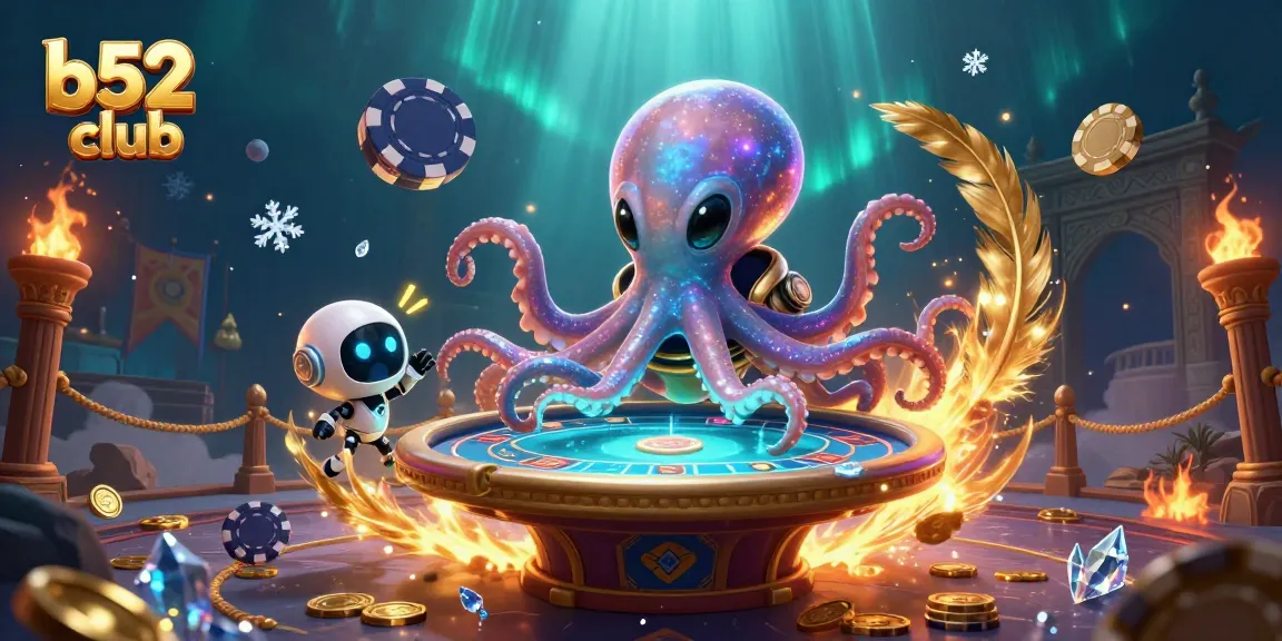 B52 club showcases gamers enjoying thrilling casino action at an alien-themed poker table.