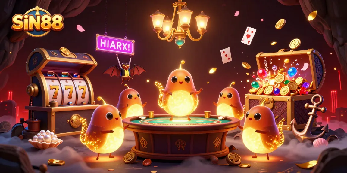 Experience the enchanting SIN88 casino game scene with glowworms and a bat dealer, immersed in vibrant action.