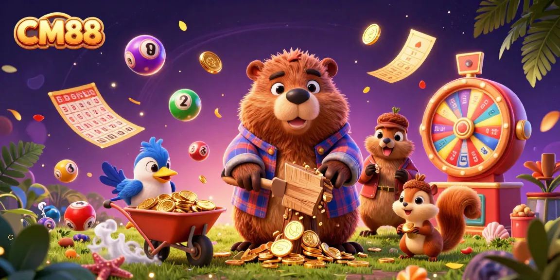 Experience the excitement at CM88 with vibrant 3D cartoon characters enjoying games and winning coins.