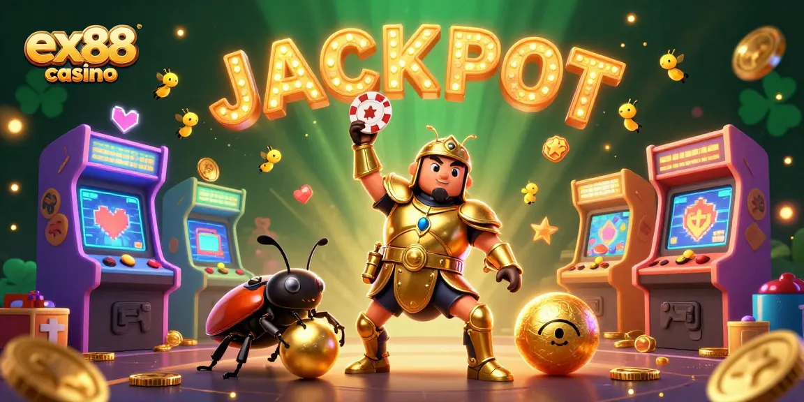 Experience thrilling action at ex88 casino with illustrated characters celebrating big wins and vibrant gaming ambiance.